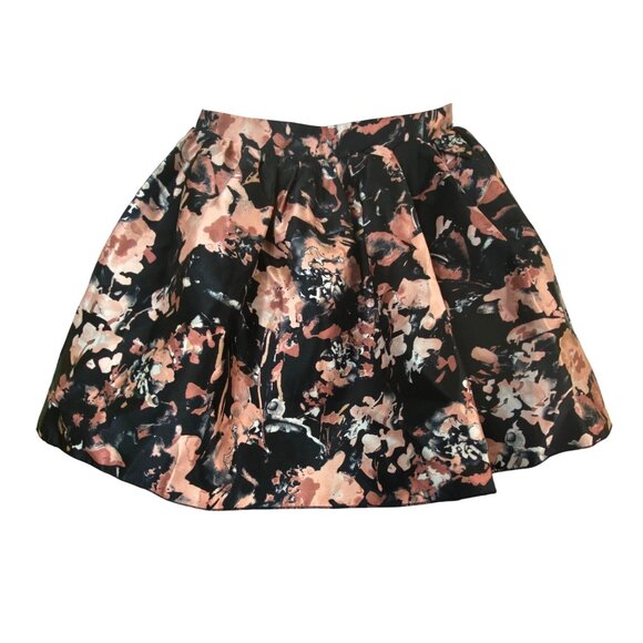 Floral A Line Skirt Black Blush Watercolor Print Size 7 Feminine Cute Boho Girly - Picture 1 of 8